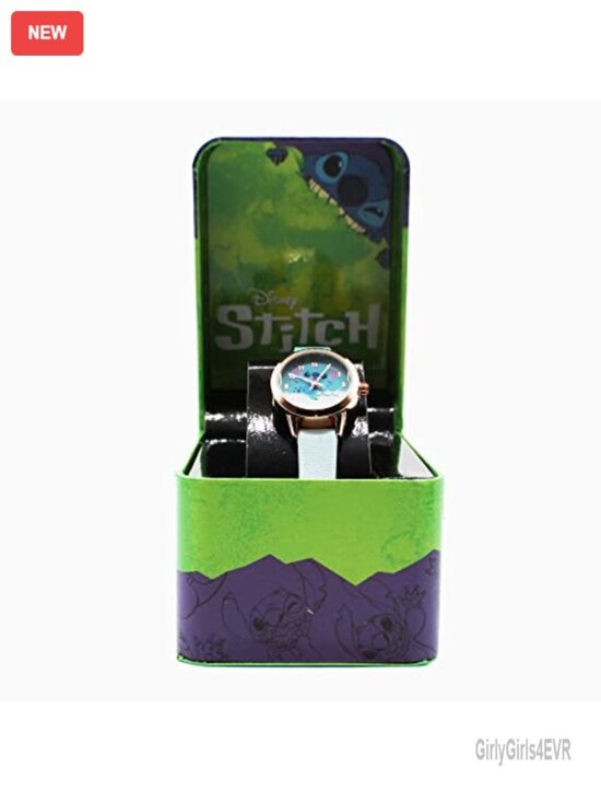 Disney Stitch Analog Watch with Faux Leather Strap, Quartz Movement, Adjustable